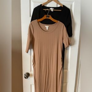 Set of two H&M midi ribbed body on dresses